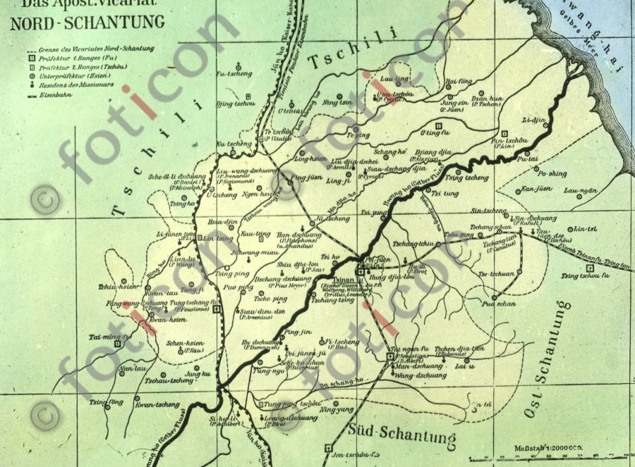 Karte  von Nord-Schantung ; Map of Northern Shantung - Foto simon-173a-002.jpg | foticon.de - Bilddatenbank für Motive aus Geschichte und Kultur